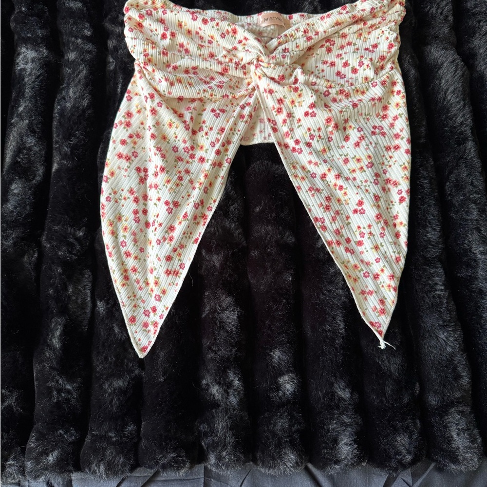 Misty Rose Floral Print Tube Top